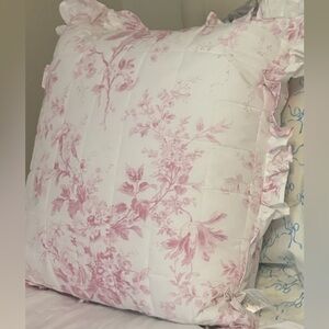 Floral Pink Ruffled Pillow